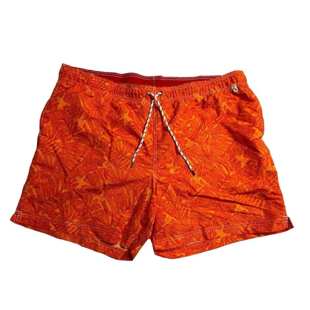 Lands End Men Lined 6in Orange Volley Shorts Swim Trunks UPF 50 Swimwear XXL New
